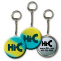 2" Round Metallic Key Chain w/ 3D Lenticular Changing Color Effects - Yellow/Turquoise (Custom)